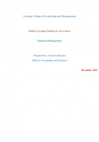 Online Learning Module for the Course Financial Management